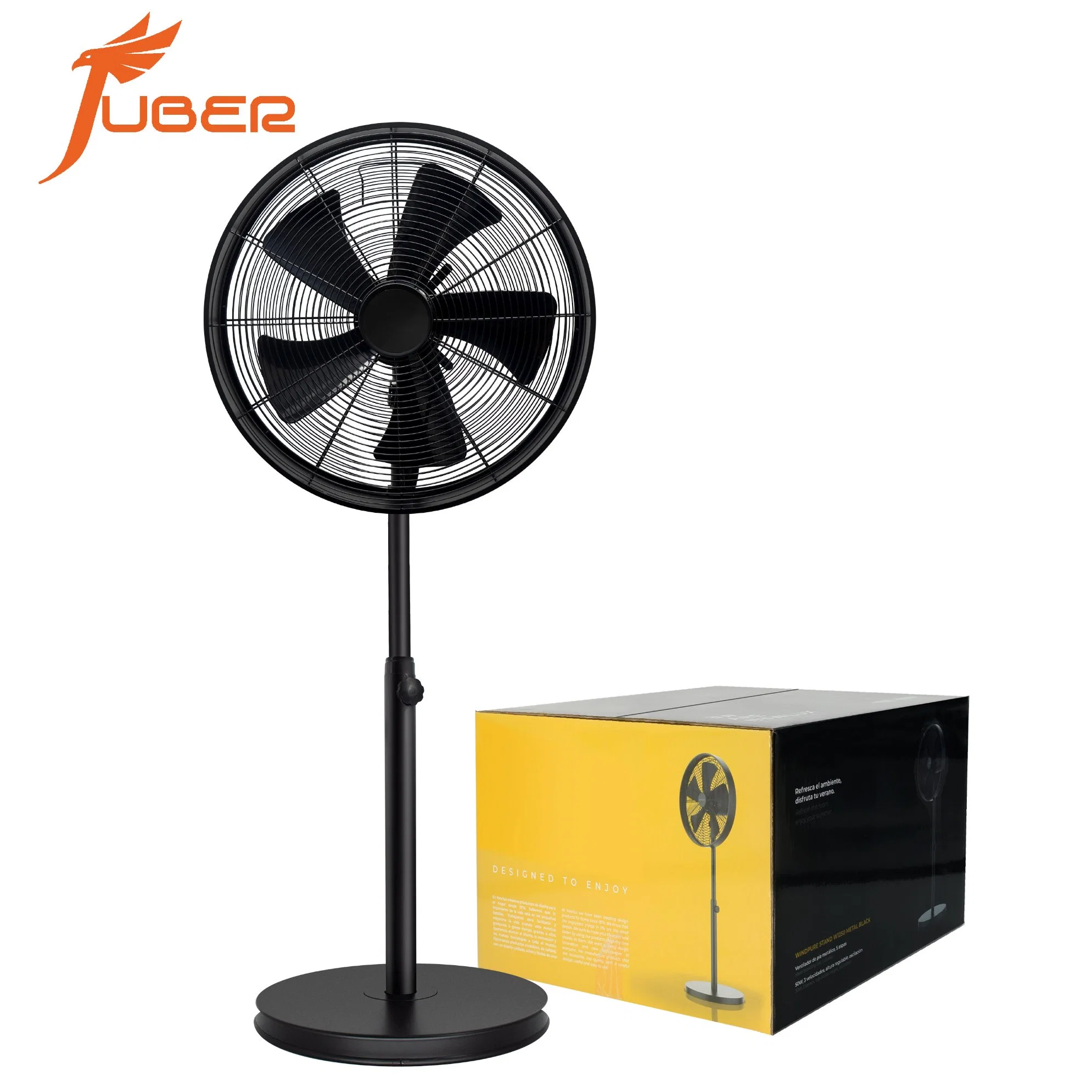 Modern 16 Inch Industrial Stand Fan High Quality Low Noise 3 Adjustable Speed Black Industrial Pedestal Standing Fan