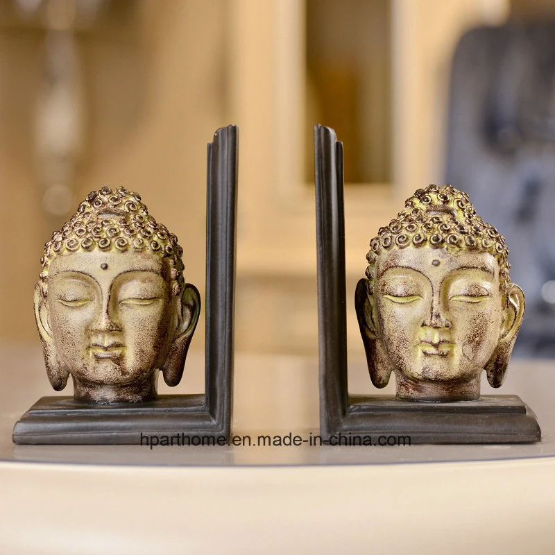 2 Pieces Resin Sculpture Religion Buddha Statue Bookend Bookshelf Decoration