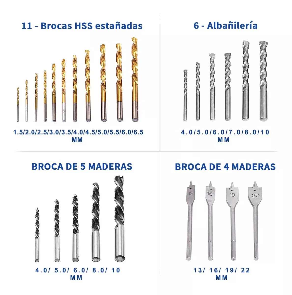 100-Pedaço de fendas e a broca para Metal, Woods, plásticos, tijolo em caso de armazenagem, Preto