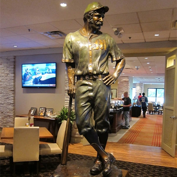 Gymnasium Outdoor Decorative Sculpture Life Size Bronze Baseball Player Statue