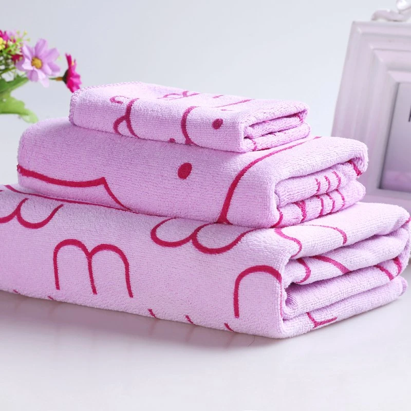 Usine Vente en gros bonne qualité impression grand format personnalisée Epaississement doux Serviette de bain en microfibre à l'eau et à l'eau pour lapin mignon bébé / enfants Ensembles de serviettes