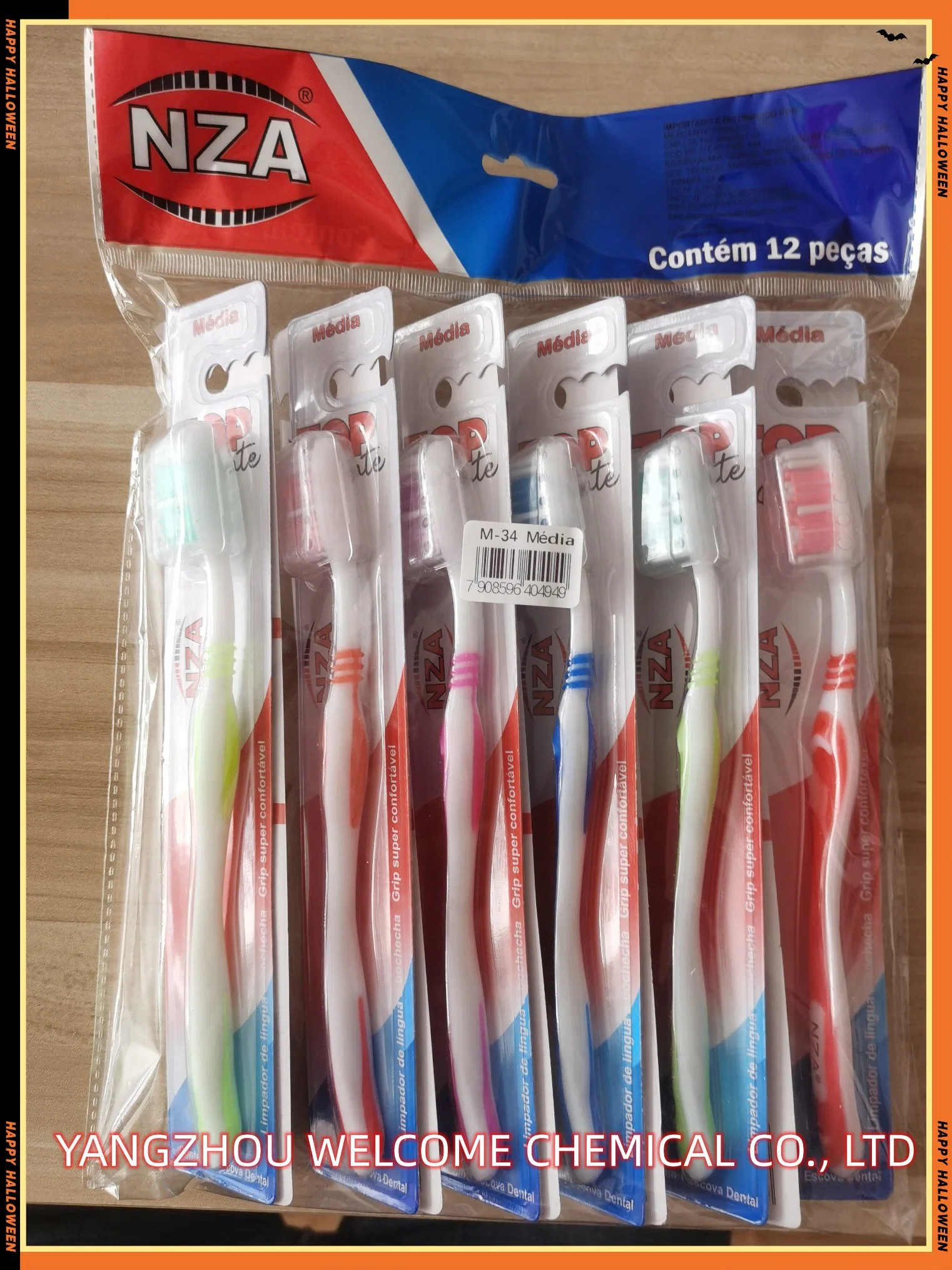 OPP Bag Packing with Free Cap Adult Toothbrush+Tongue+Cleaner