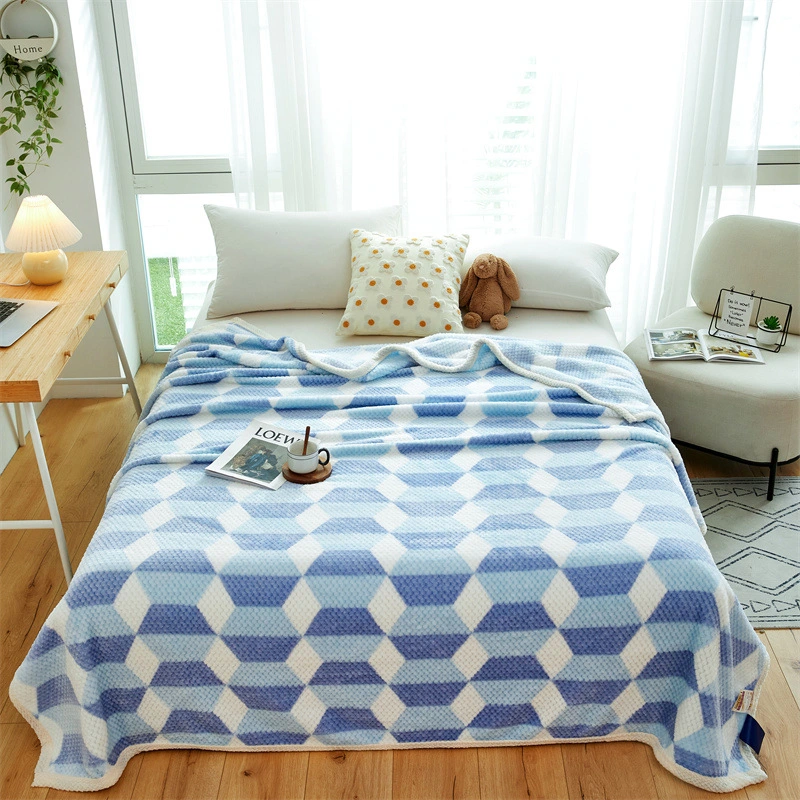 Bean Fleece Blanket Office Sofa Cover Blanket Fabric Flannel