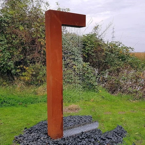 Jardín exterior Corten Acero agua Cortina Fuente de lluvia