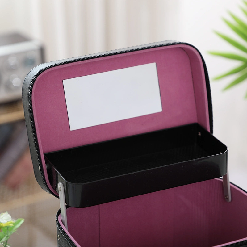 محترفين مخصص كبير السعة منظم السفر أجهزة تخزين محمولة المكياج حقيبة جلدية من جلد PU من جلد أدوات التجميل