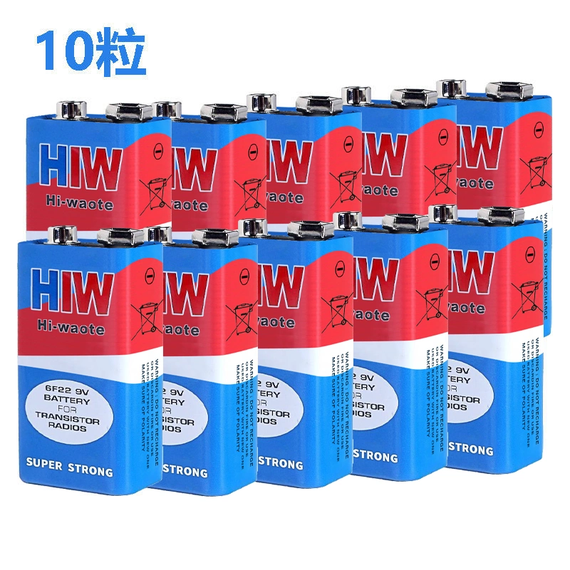 9V 6f22 Dry Battery Hiw Brand Carbon Zinc Battery /Zinc Chloride Battery