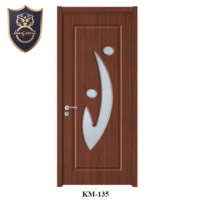 MDF PVC Single Leaf Modern Style Interior Doors with Glass