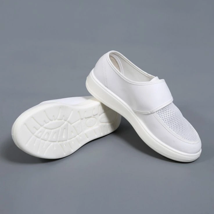 Conco PU White Antistatic Safety Leather ESD Lightweight Shoe Antistatic with One Hole for Cleanroom