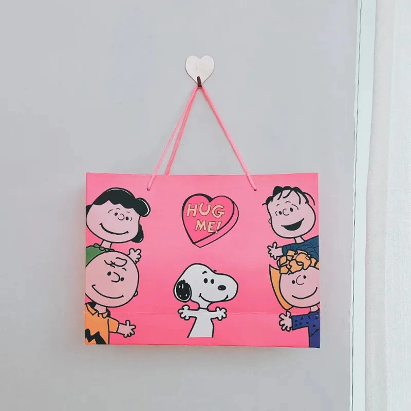 Customised Hot Pink Paper Bag Recycled Personalized Cute Cartoon Sanrio Clothing Shoes Garment Paper Packing Bag