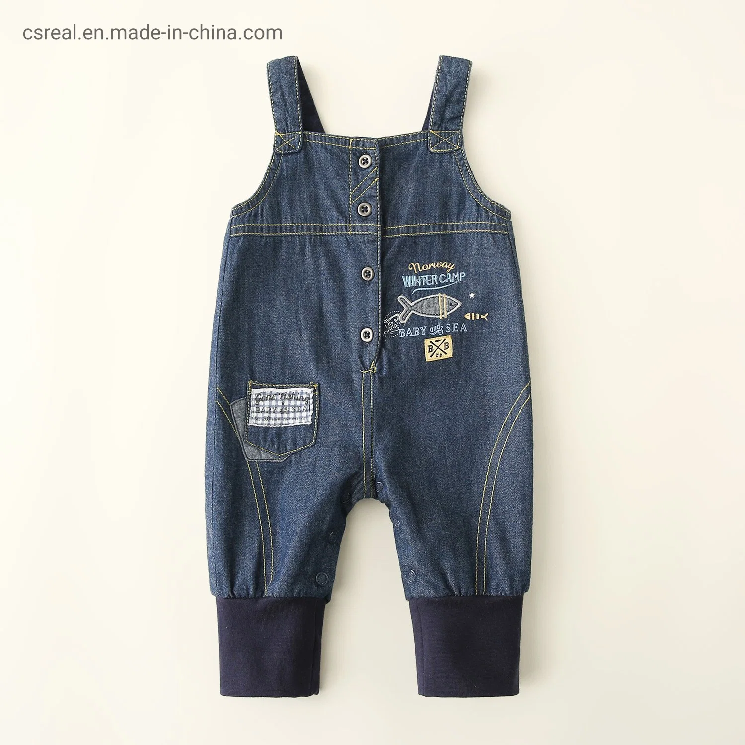 Boy Girl Baby 2022 Denim Blau Strapshose Kleidung mit Stickerei