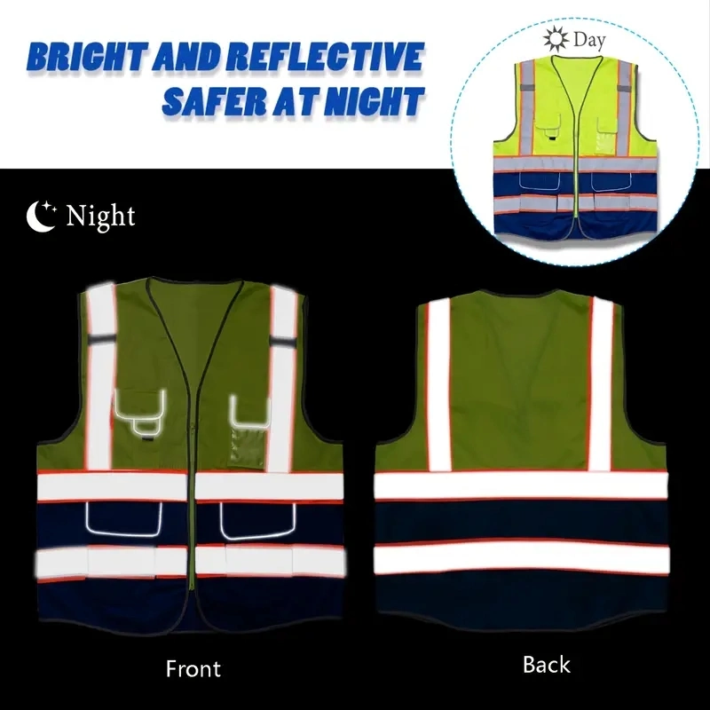 Reflective Safety Vest for Women Men High Visibility Security with Pockets Zipper Front Meets ANSI/Isea Standards