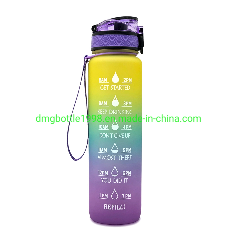 1000ml Big Capacity Tritan Lanyard Mug Gym Water Bottles Outdoor Mugs and Bottles Food Grade Protein Powder No-Leak Seal up Lanyard