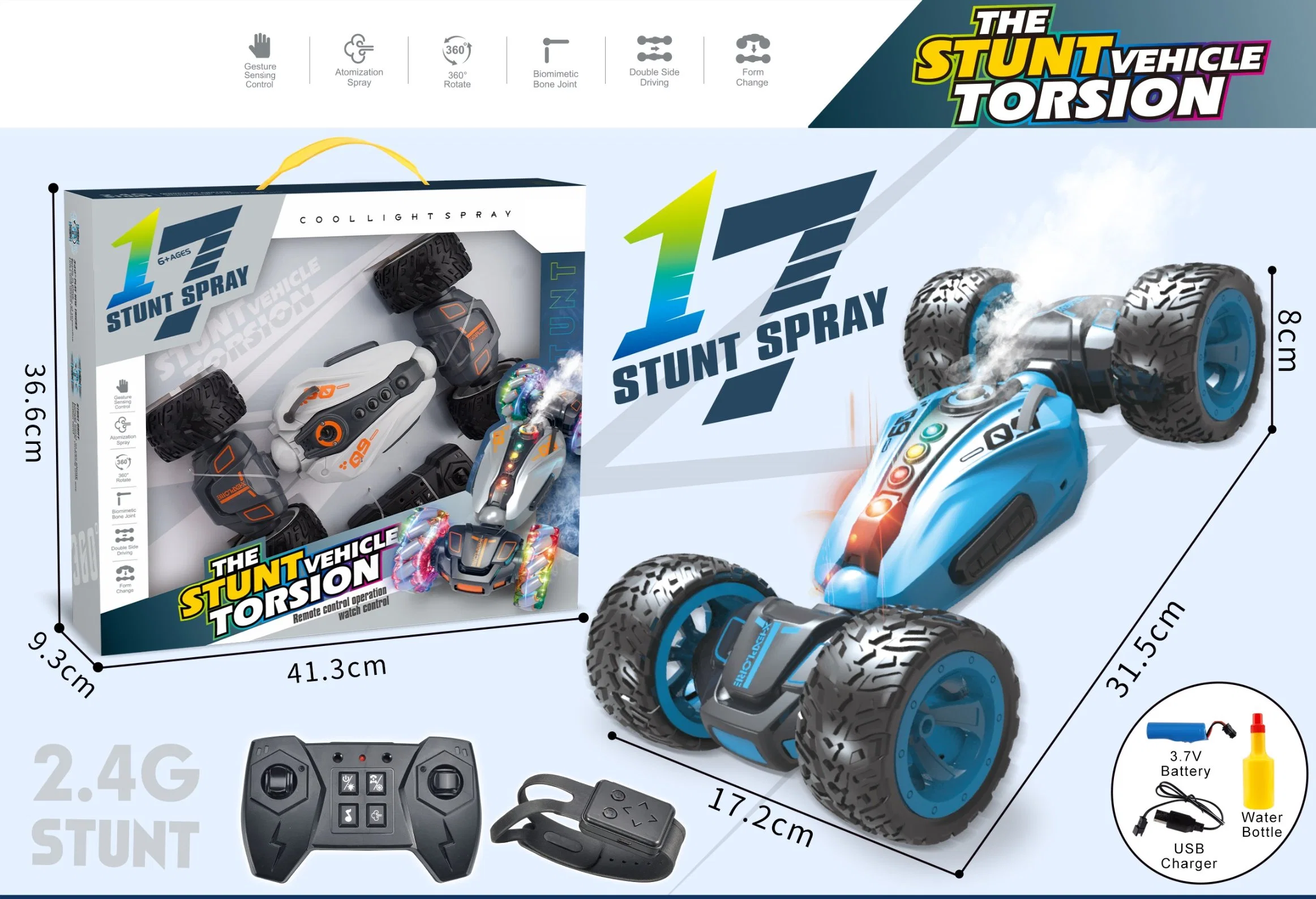 1:10 2.4G Control remoto RC Stunt Double Twist Car Running gesto más reciente de la mano de Control ver coches de juguete