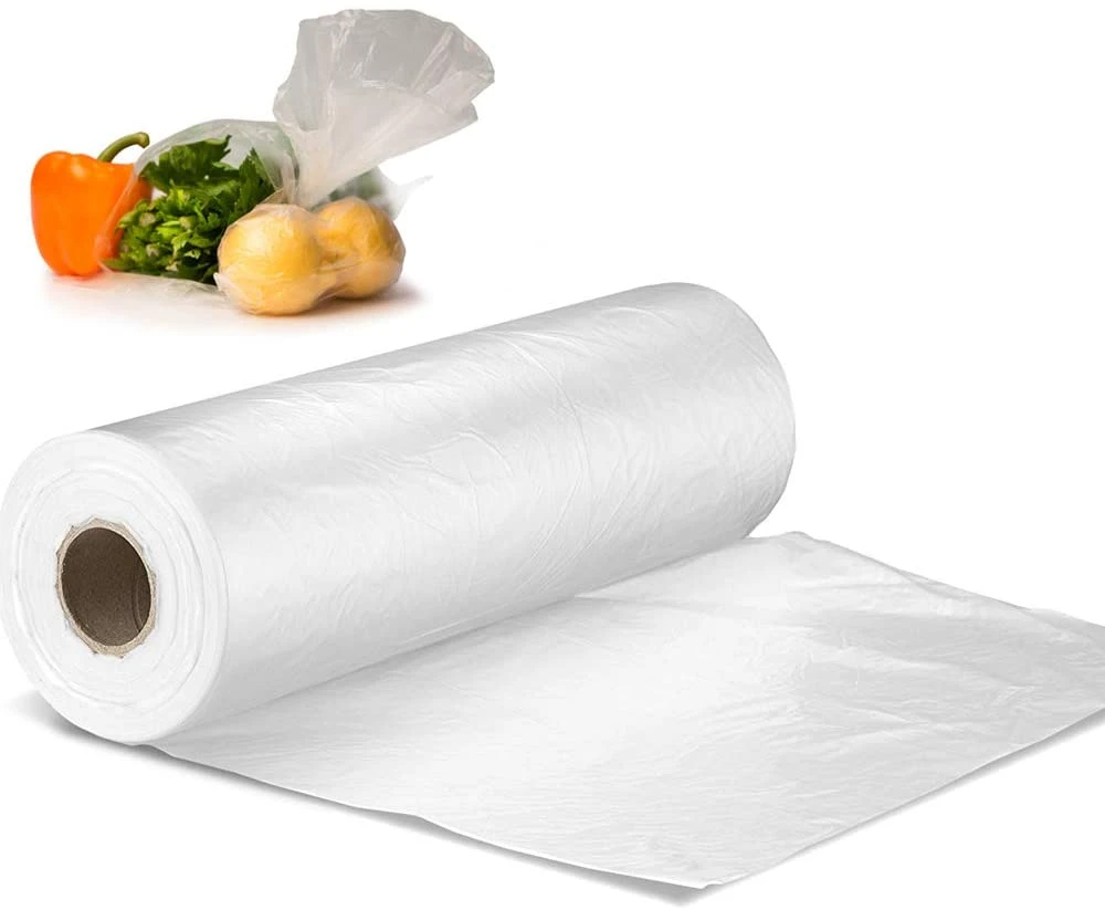 Transparent Plastic Flat Poly Produce Bag on Roll Food Packaging Bag