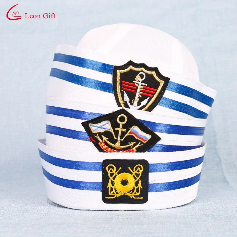 Mayorista de fábrica de uniformes de la tapa de logotipo personalizado Equipo Ceremonial Beret el rendimiento de los niños marinero vigorosa etapa blanco bordado Hat