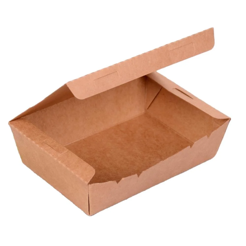 Greaseproof Pasta Box Kraft Paper Food Container Fast Food Square Packaging Box