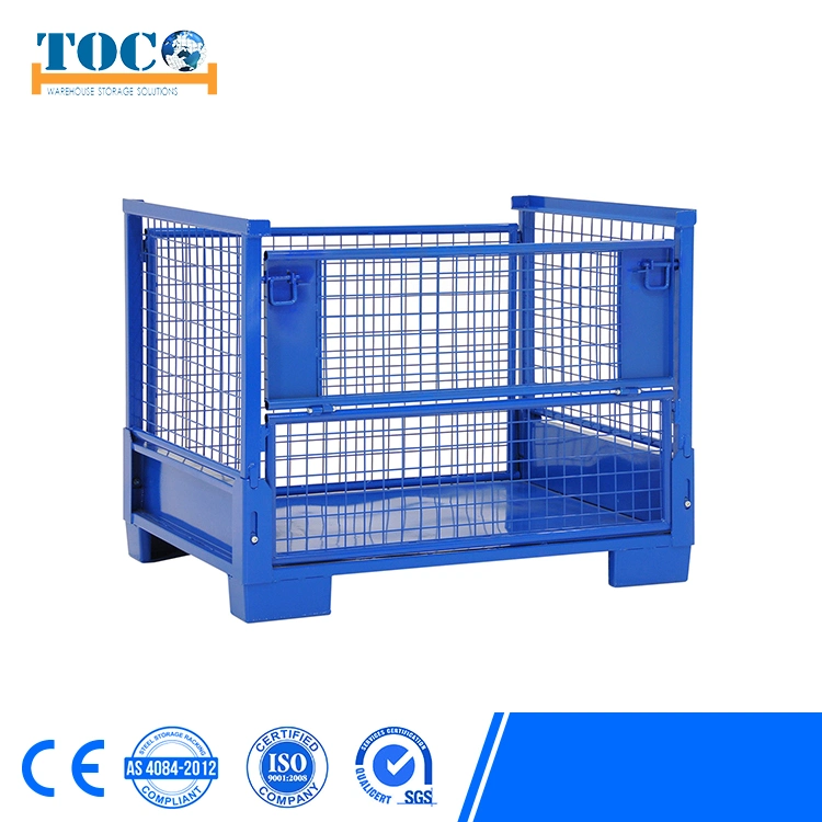 Foldable Collapsible Stackable Warehouse Storage Steel Metal Wire Mesh Roll Cage Container