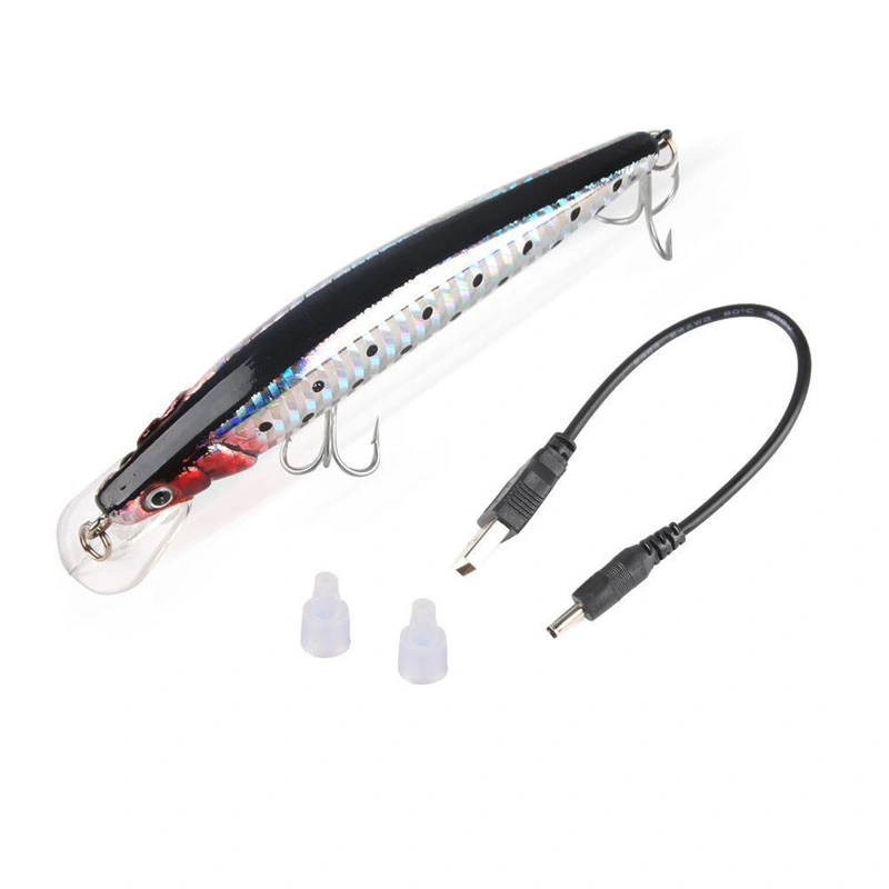 Electric Life-Like Vibrate Fishing USB Rechargeable Flashing LED Twitching Lure