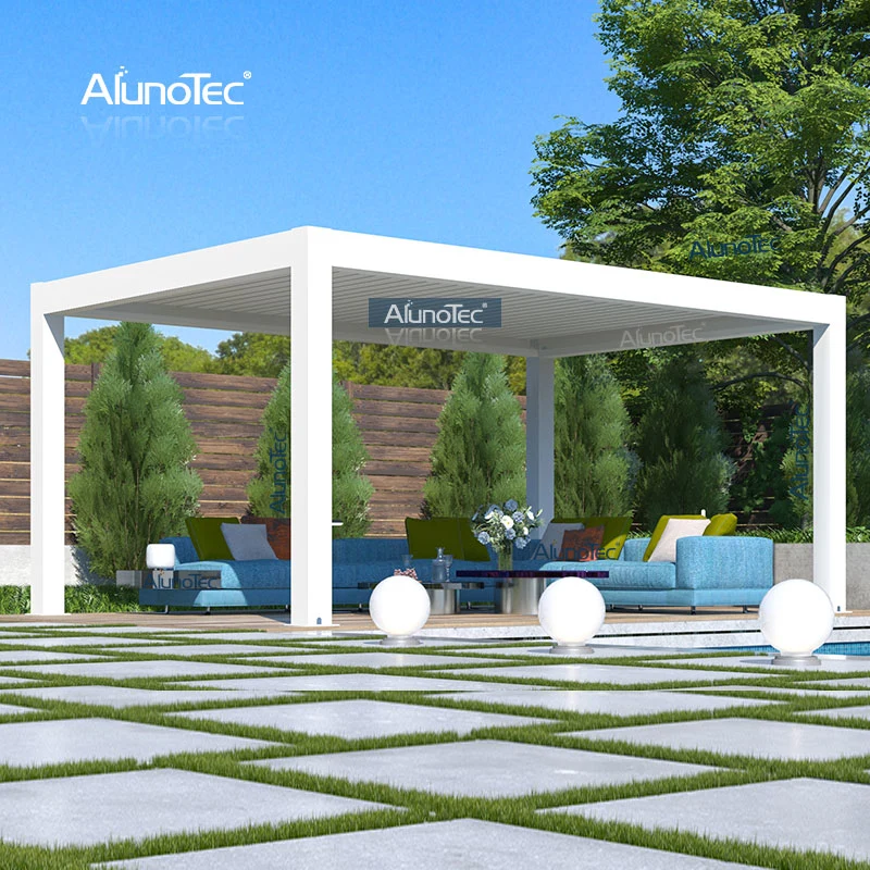 3D Système de toit électrique personnalisé ailette Gazebo Sun l'Ombrage Pergola Rainproof Chambre Balcon en métal étanche des meubles de jardin