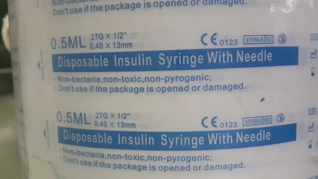 Disposable Medical Orange Cap 1ml Insulin Syringe with Fixed Needle