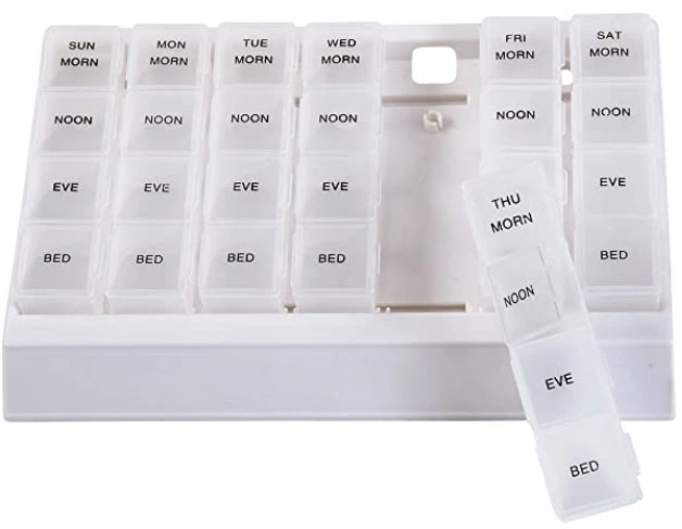 Custom 7 Day 4 Times Daily Pill Organizer Weekly Pill Dispenser Box