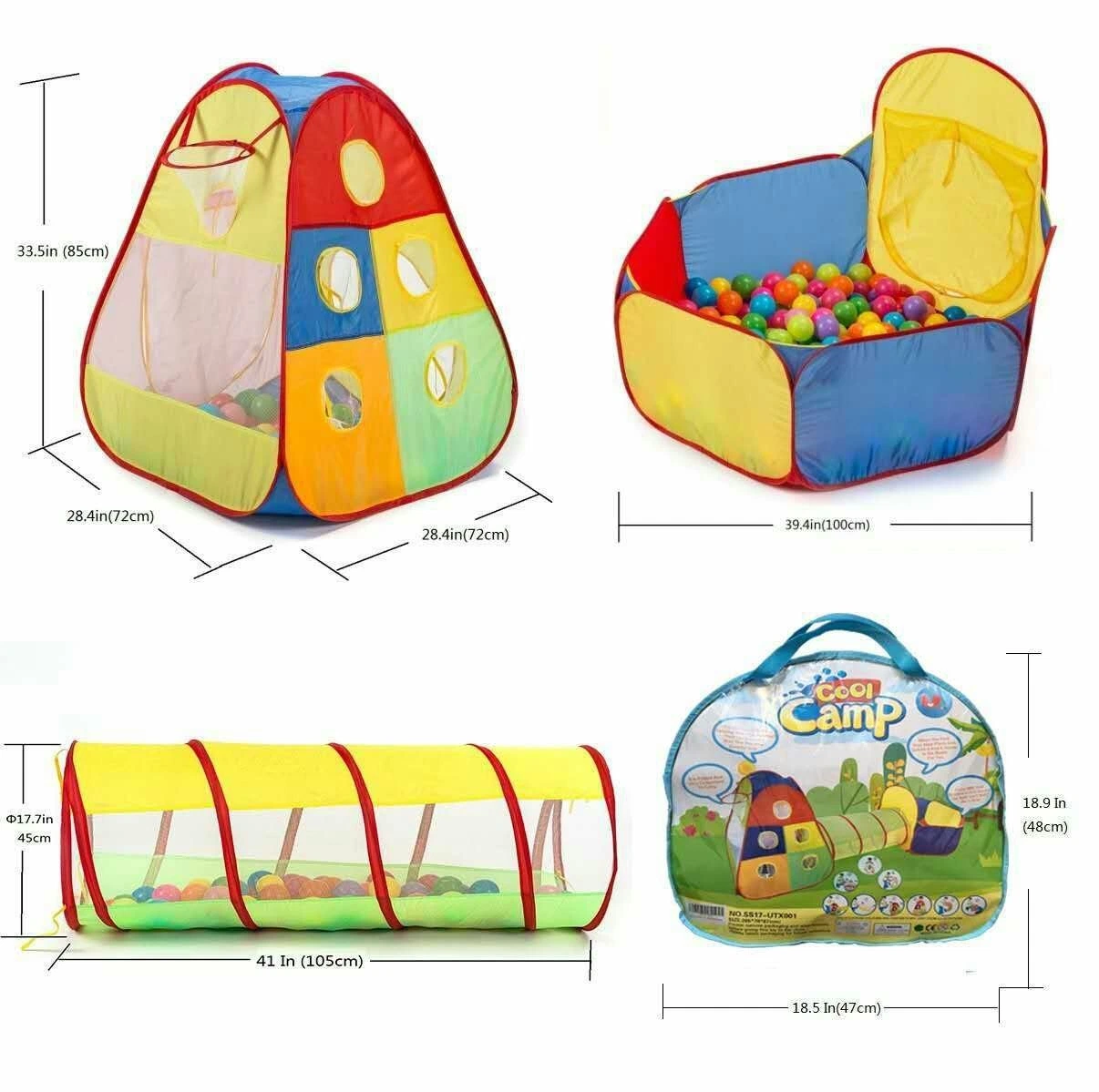 3 in 1 Inflatable Tunnel Tent Pop up Indoor Outdoor Interactive Tent Wbb18298