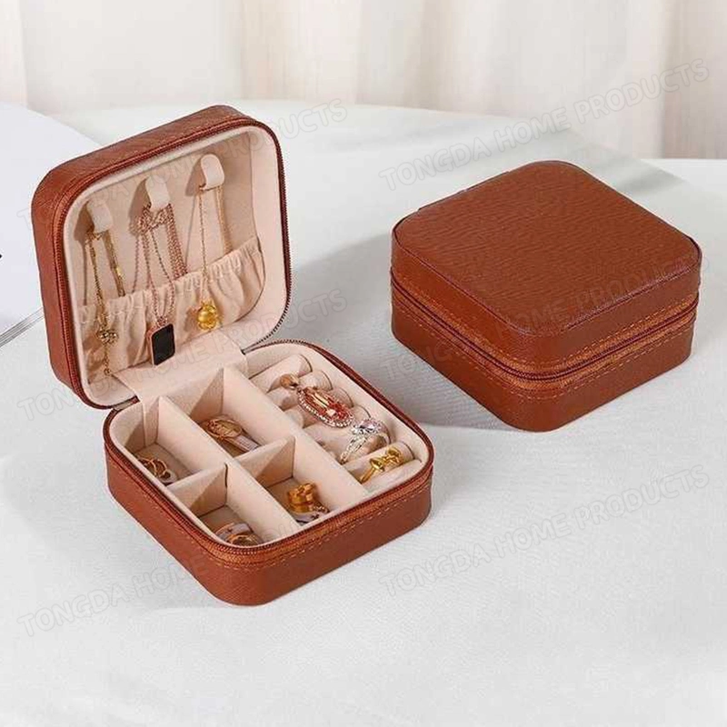 Leather Jewellery Boxes PU Watch Jewel Organizer Case Travel Jewelry Box with Mirror