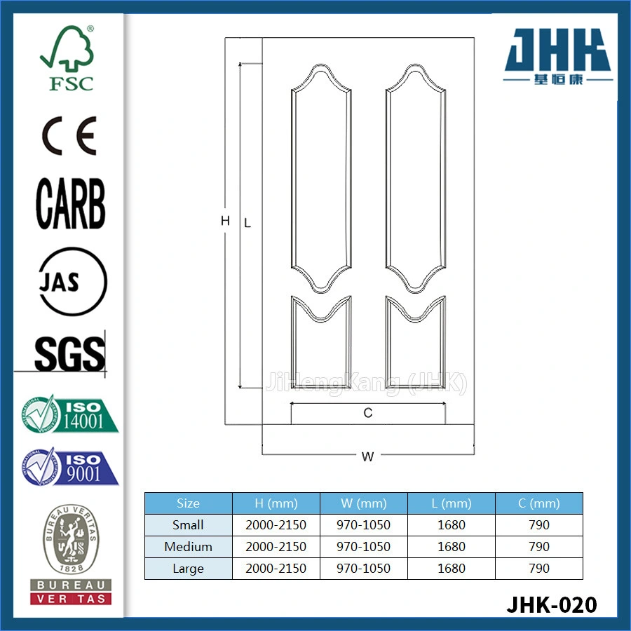 Jhk-020 Wooden Natural Gurjan Face Veneer HDF Door Skin