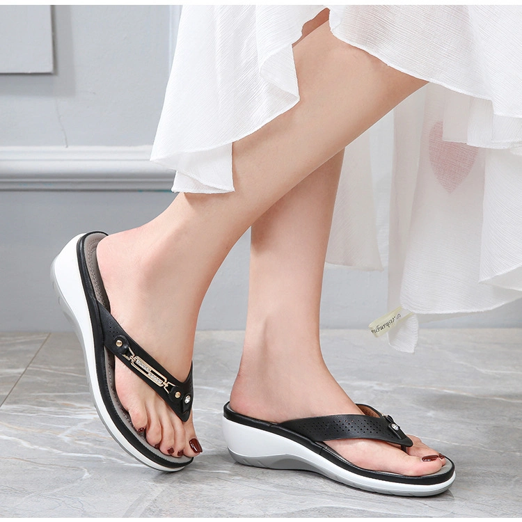 Women&prime; S Sandals Comfortable Flip Flops Massage Function for Women with Arch Support Summer Casual Wedge Sandals Shoes