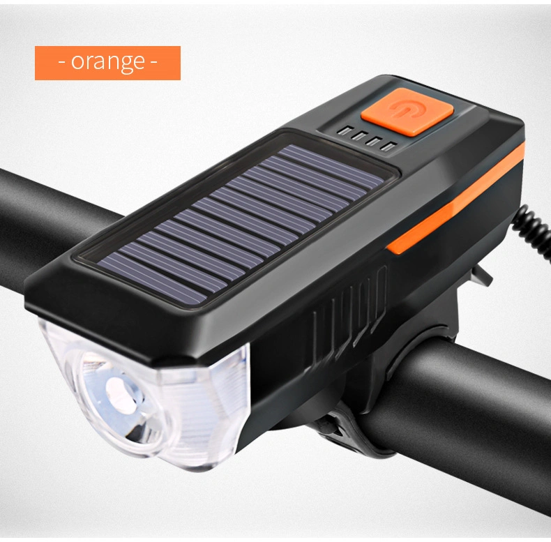 USB قابلة لإعادة الشحن دراجة بقدرة 250 مترًا ذات ضوء أمامي Solar IPX4 Mountain Bike مصباح إطار LED الخاص بركوب الدراجة