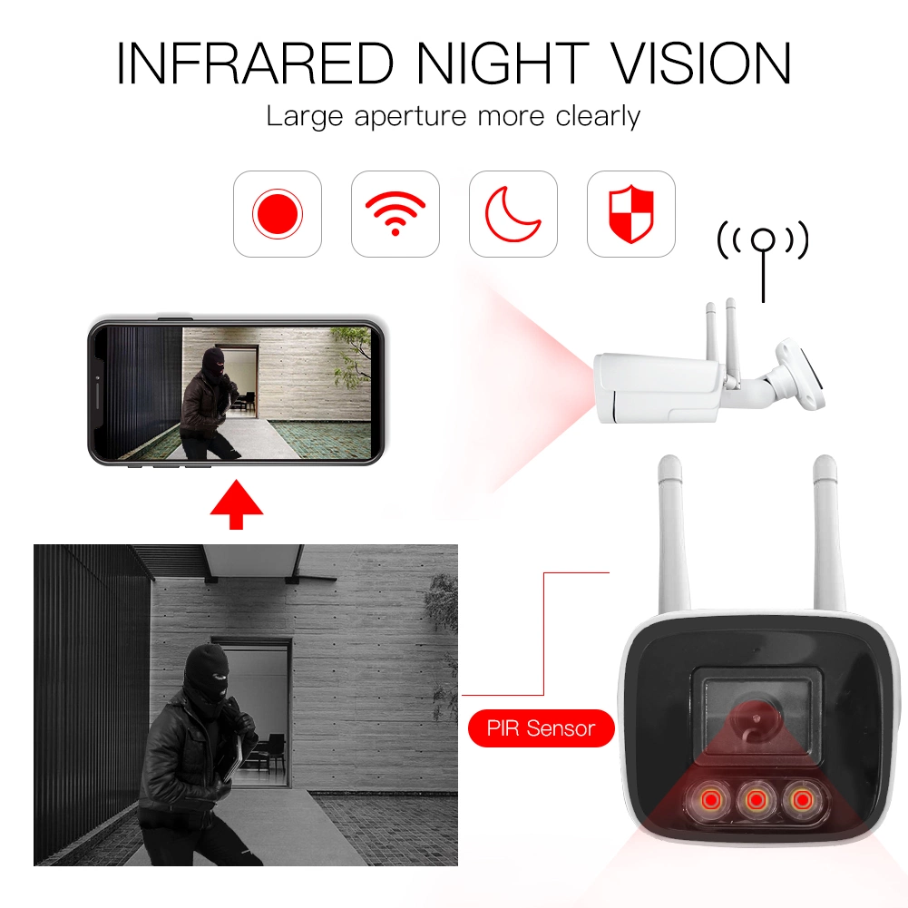 Caméra de sécurité WiFi Tuya Smart 2MP Full HD 1080p extérieur/intérieur de vision nocturne infrarouge de surveillance étanche IP66 Tuya Smart APP de la vie de la télécommande