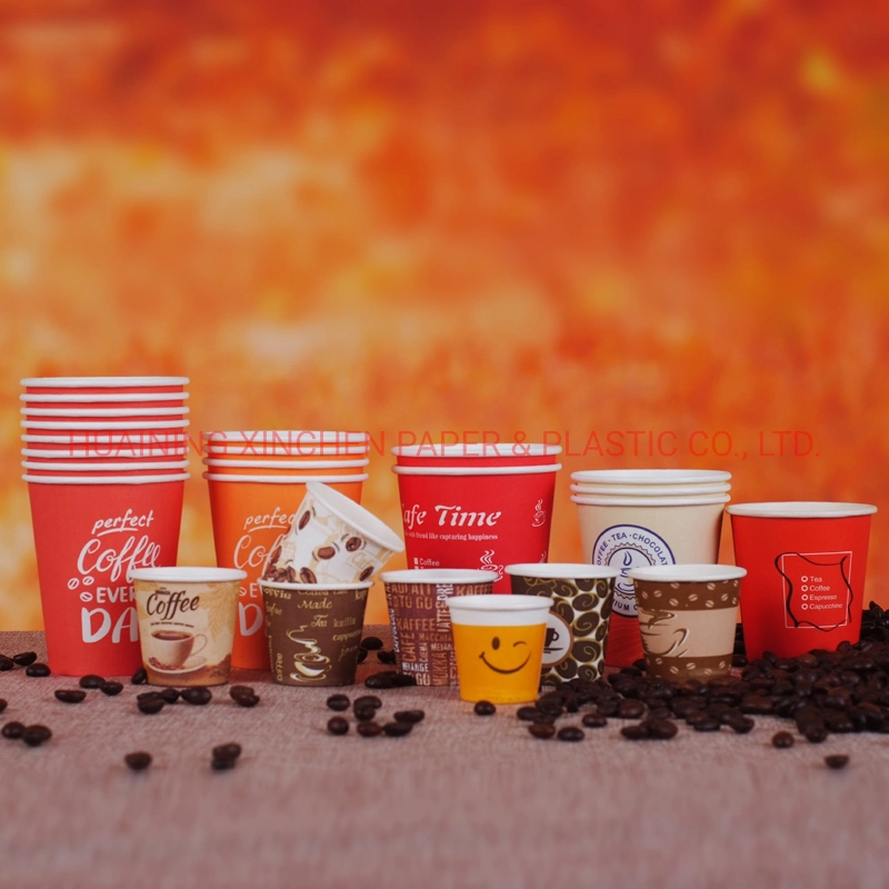 Printed Logo Single Wall Hot Drink Paper Cups with PS Lid 80%off