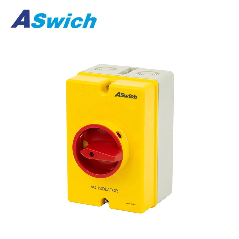 Aswich Electrical Power IP66 Yellow Box Red Rotary Wasserdicht isolierend Trennschalter