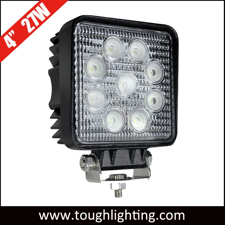 12V/24V Auto Lights 4" 27W IP67 Waterproof Square LED Tractor Working Lamps