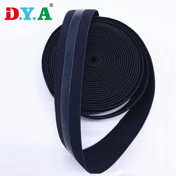 Customize Rubber Texture Silicone Nylon Elastic Non-Slip Black Grip Elastic for Clothing