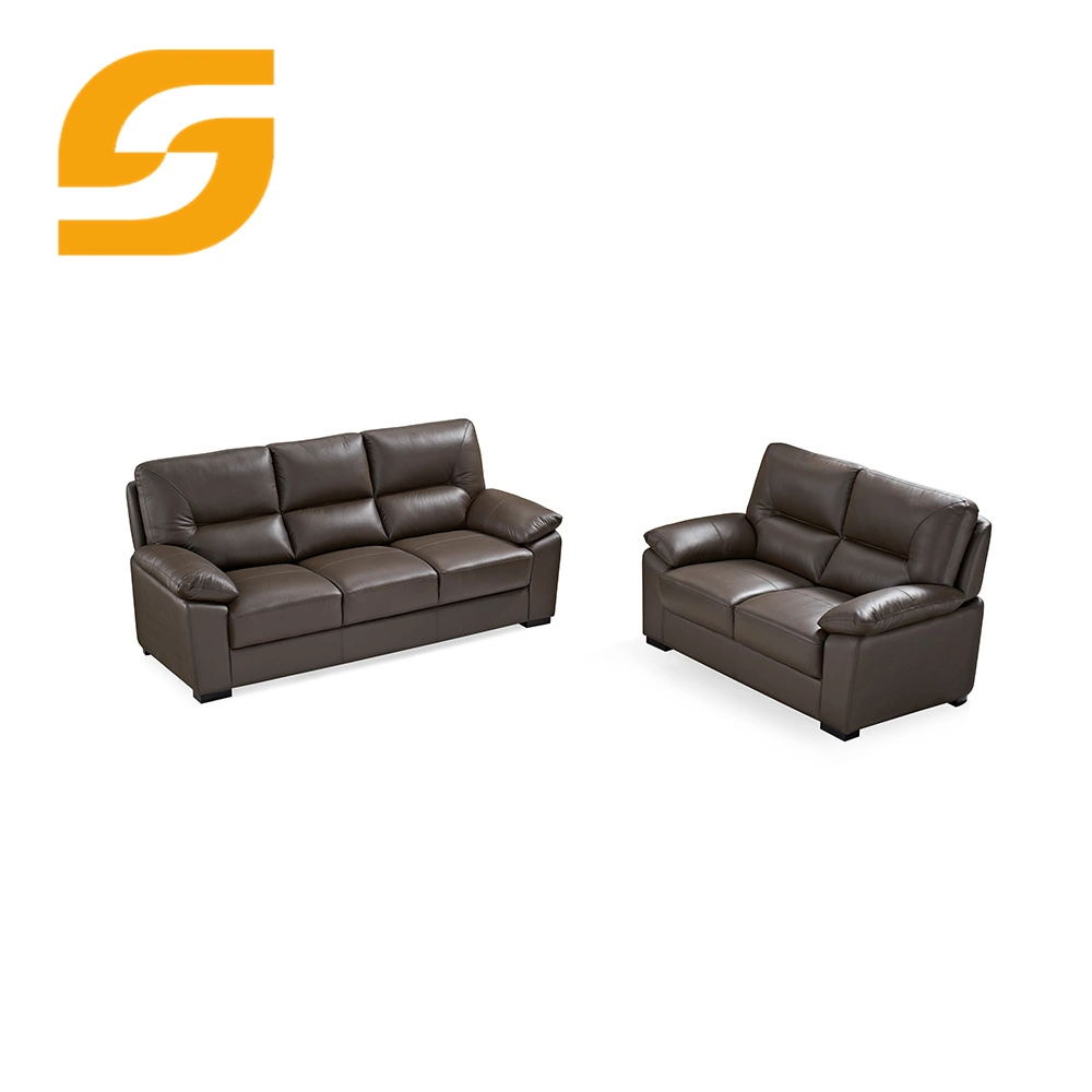 Manufacturer Luxury Genuine Leather Sofa Modern Hotel Home Wooden Living Room Furniture