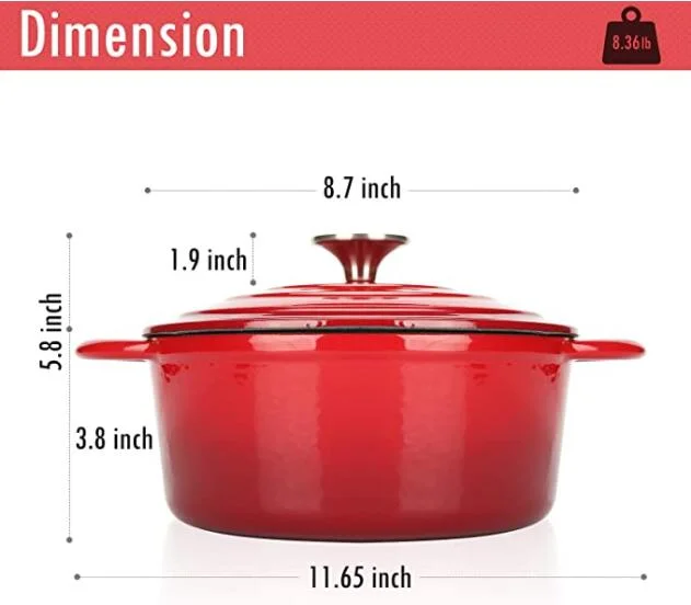 2.7L Caçarola de Ferro Fundido/Utensílios de Cozinha de Ferro Fundido Aprovados pela BSCI LFGB FDA.