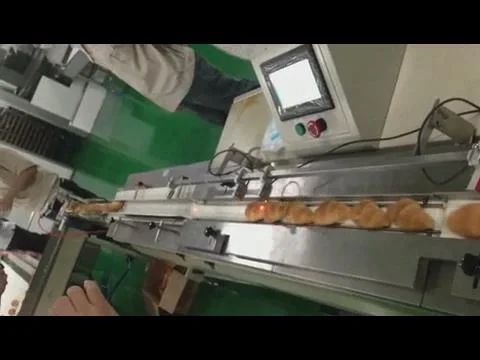 Pizza Bread Cup Cake Wafer Egg Roll Automatic Flow Packing Machine Line