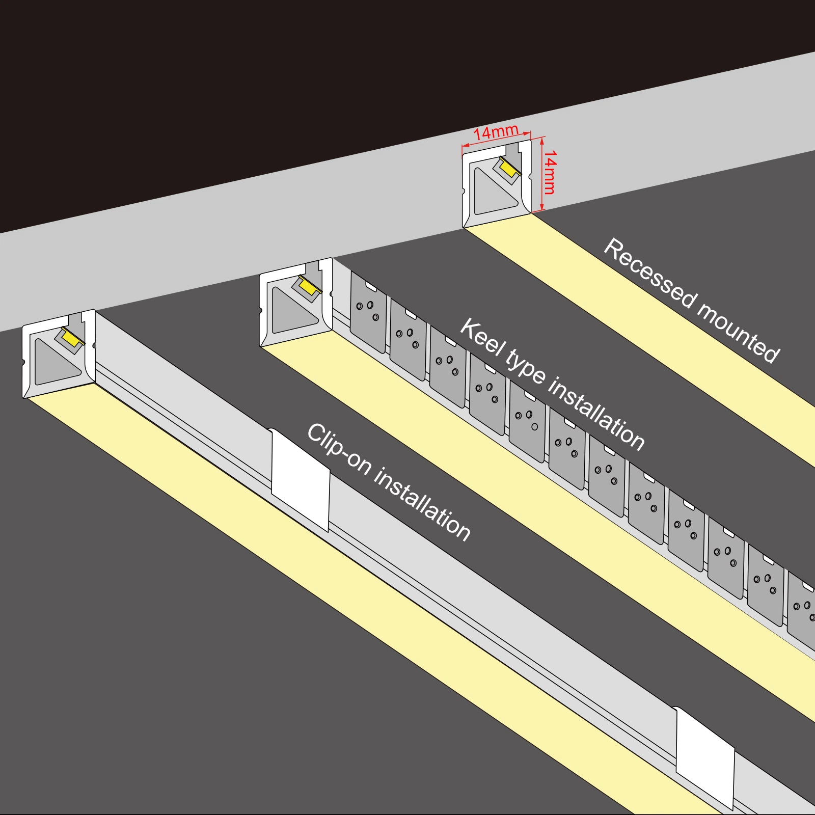 Extendido Co-Extrusion TIRA DE LEDS LED luz de neón tira 3D Top&amp; iluminando el paisaje de la luz de la fachada lateral de la luz de banda