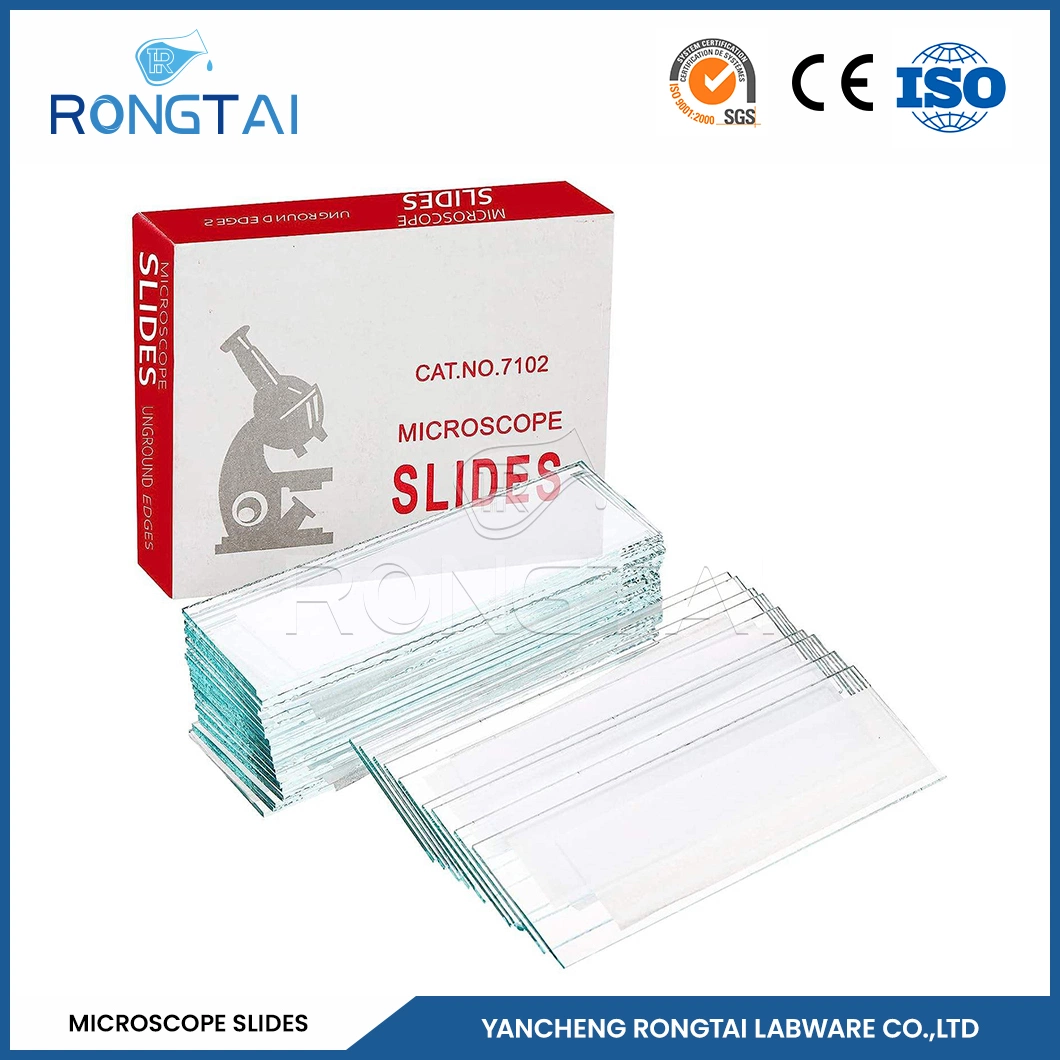 Rongtai School Laboratory Glassware Manufacturers Clear Microscope Slides China 7101 7102 7105 7107 7109 Large Microscope Slides