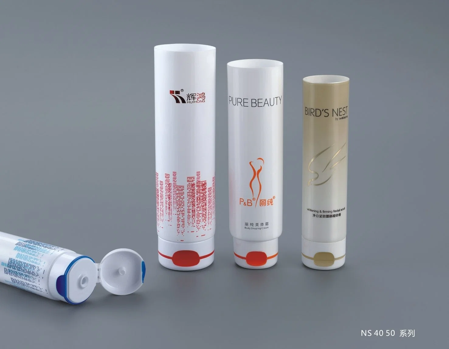 Plastic Tubes with Two Color Design Flip Top Cap for Cosmetic Packaging