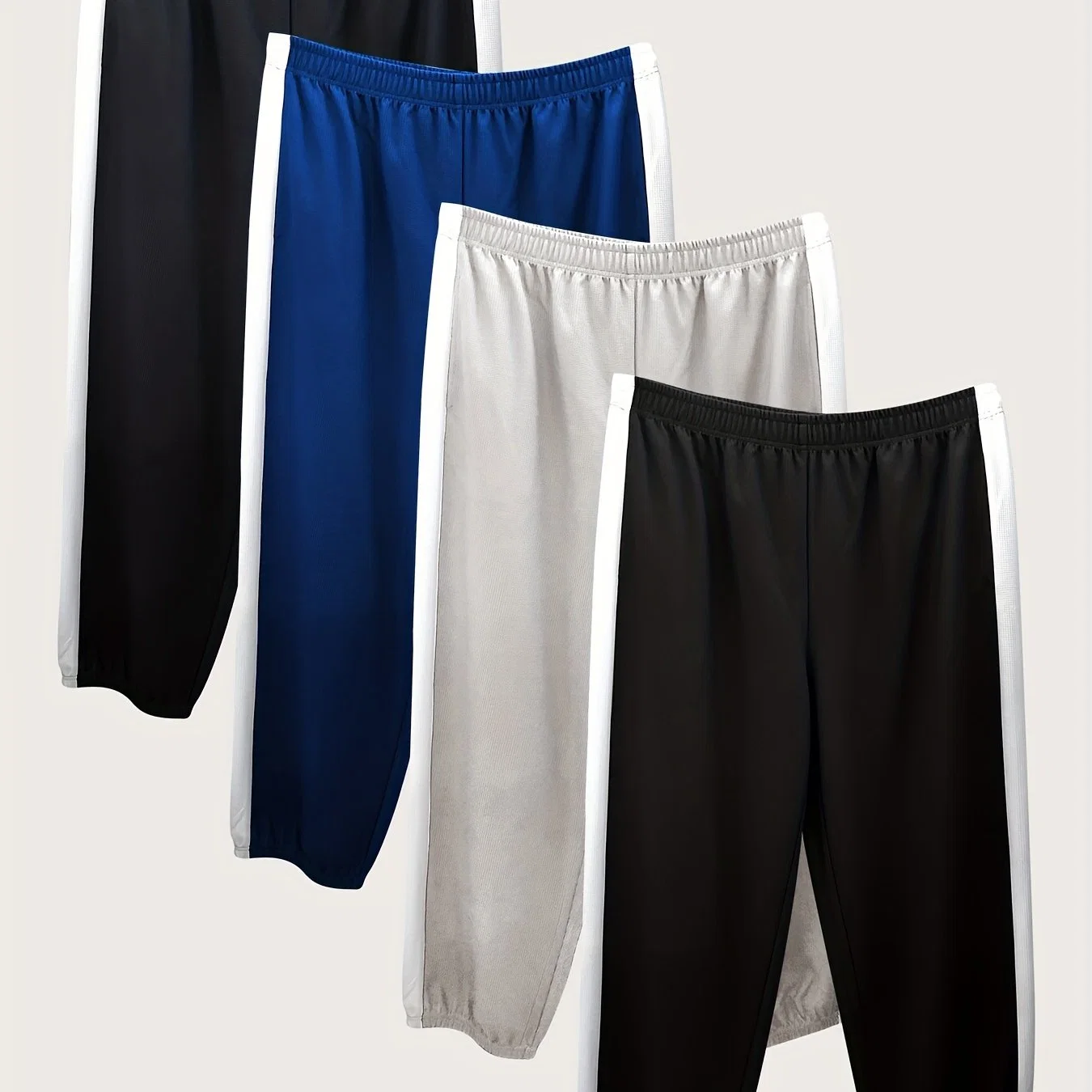 Pantalons de sport en molleton pour hommes de grande taille, 4 pièces, avec panneau latéral à motif de clause, pantalons de survêtement pour hommes de grande taille.