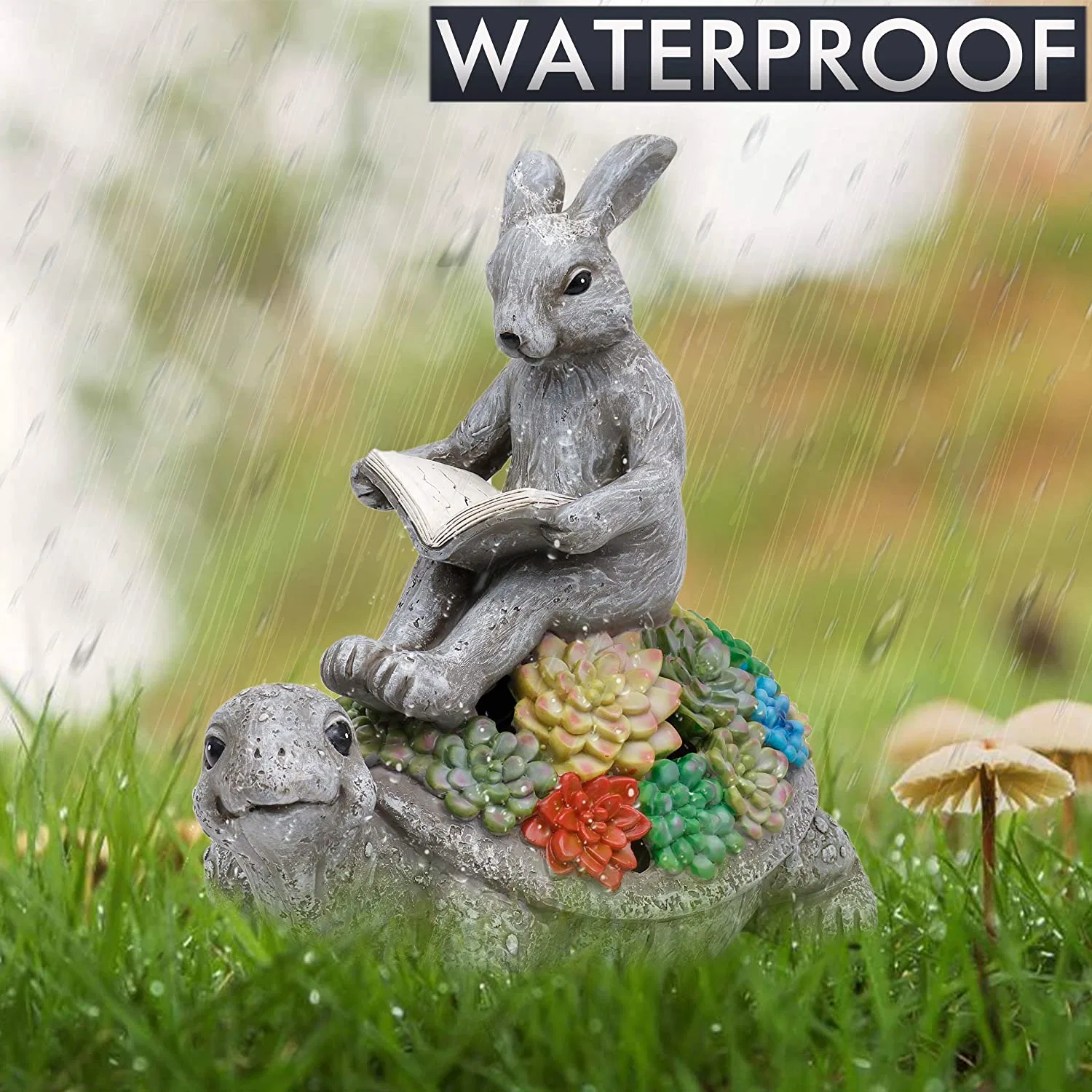 Arden Statues Rabbit Turtle Solar Easter Decoration Outdoor Statues Tortoise Bunny Statue Garden Gifts Decoration for Patio Balcony Porch Yard Decor