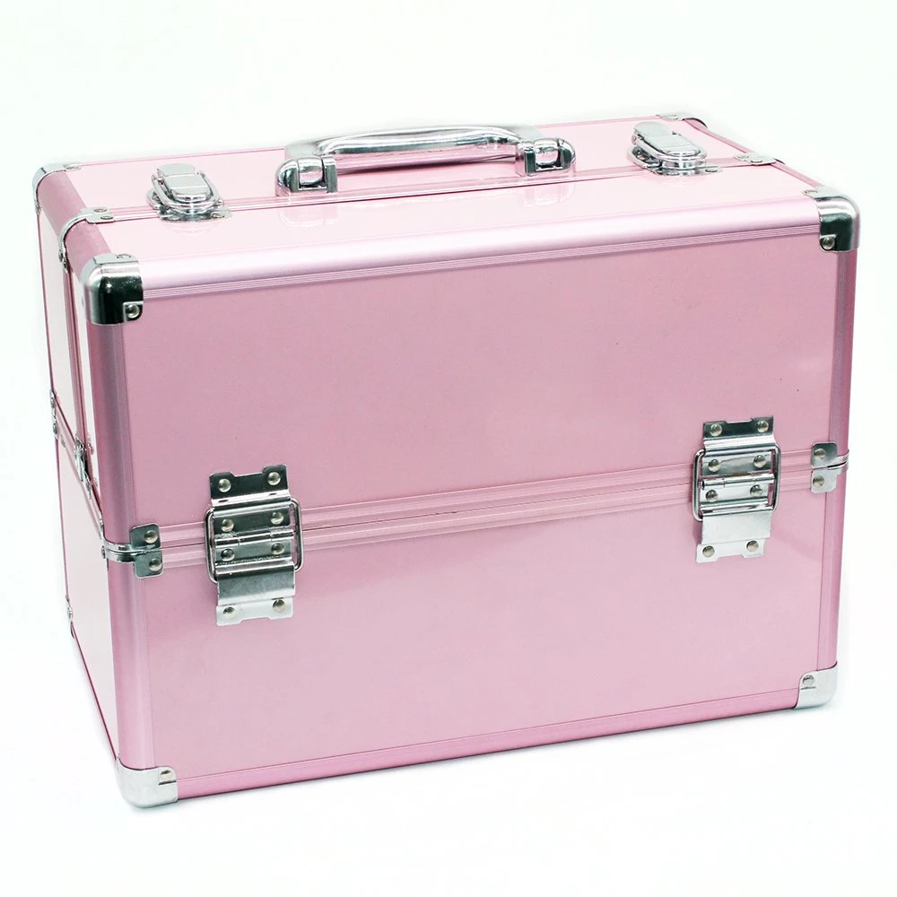 Hard Train Muti-Function Makeup Train Case Professional Aluminum with 6 Tier Tray and Brush Holder