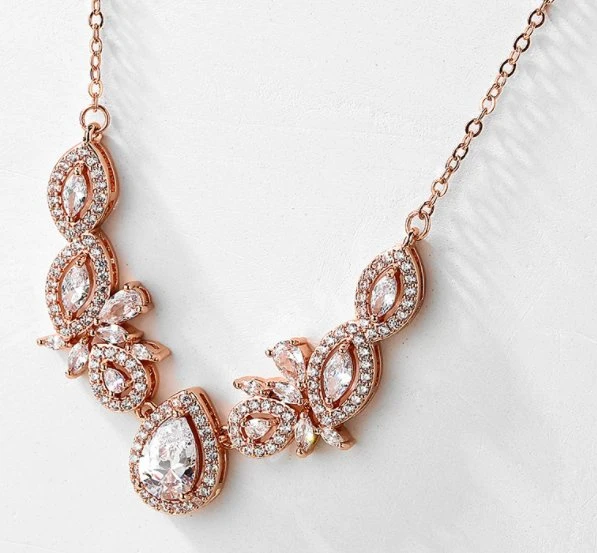 Wedding CZ Jewelry, Bridal CZ Necklace Jewelry, Bridesmaid Necklace Jewelry