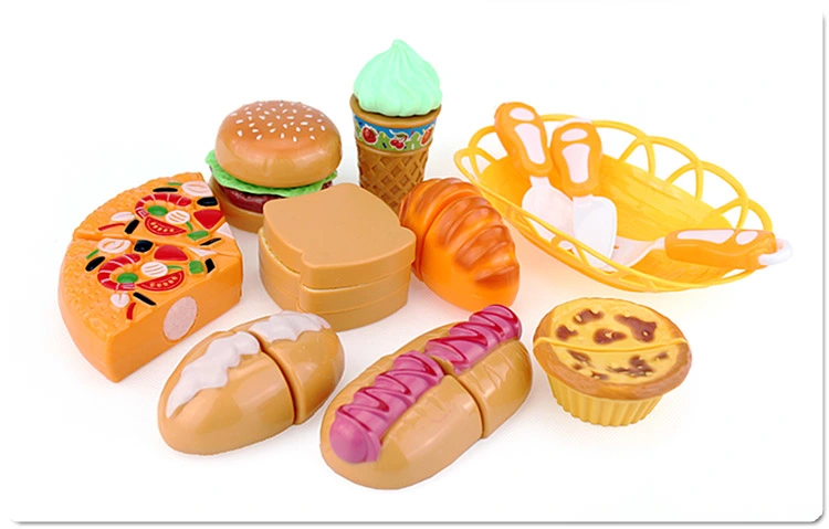 Kitchen Cutting Toys Pizza Hamburger Bread Fast Food Pretend Play Plastic Miniature Food Girls Kids Education Toy Gift