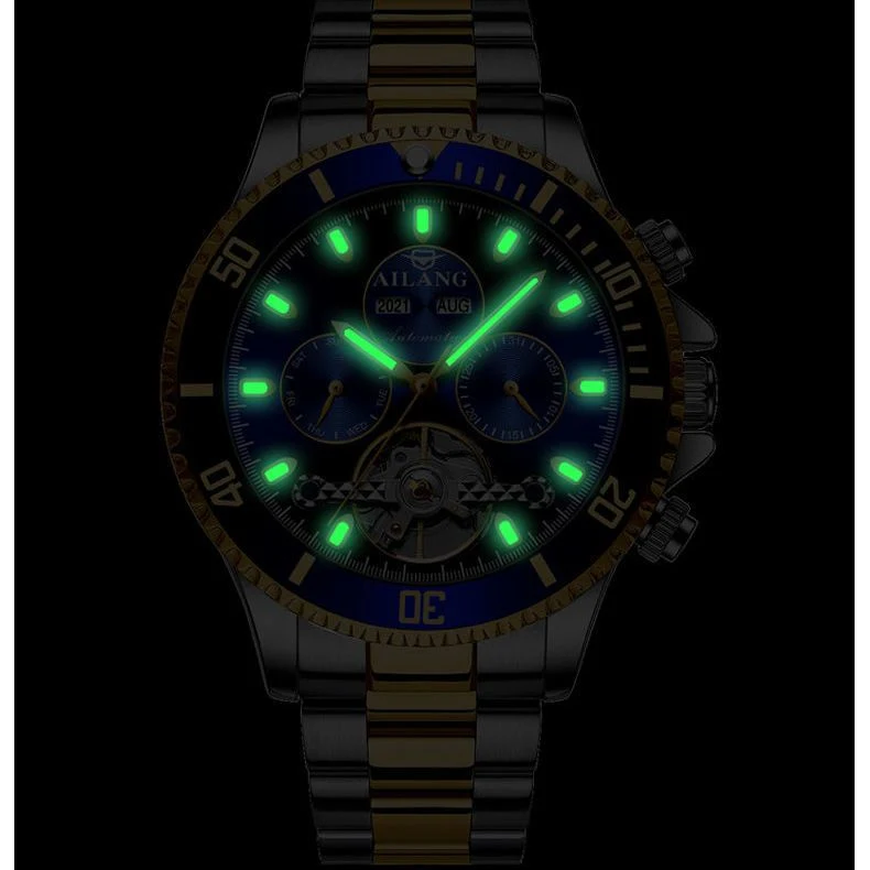 Agua Verde auténtico monstruo Relojes Hombre relojes mecánicos de lujo' S luminosa impermeable automático de la marca de moda Mayorista/Proveedor de relojes de los hombres.