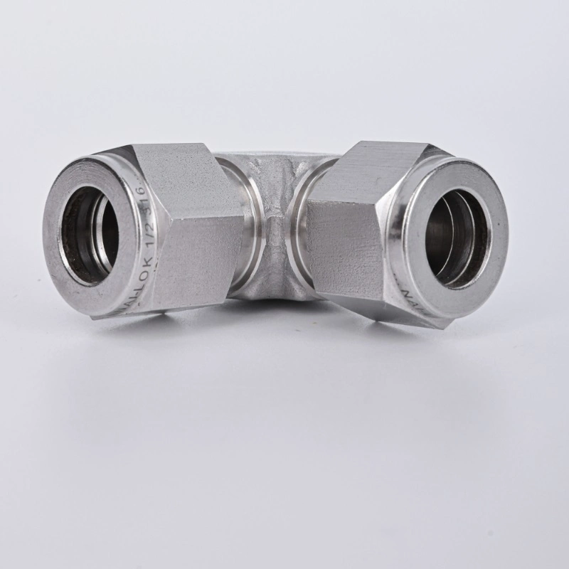 25mm conexiones de tubo de compresión de doble casquillo aleación Monel Super Inconel Macho de 90 grados y codo de unión