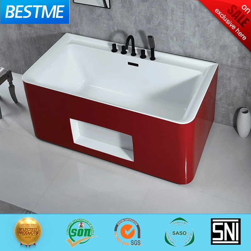 2023 New Design Free Standing Sanitary Ware Red Acrylic Art Bathtub (BT-Y2626E)