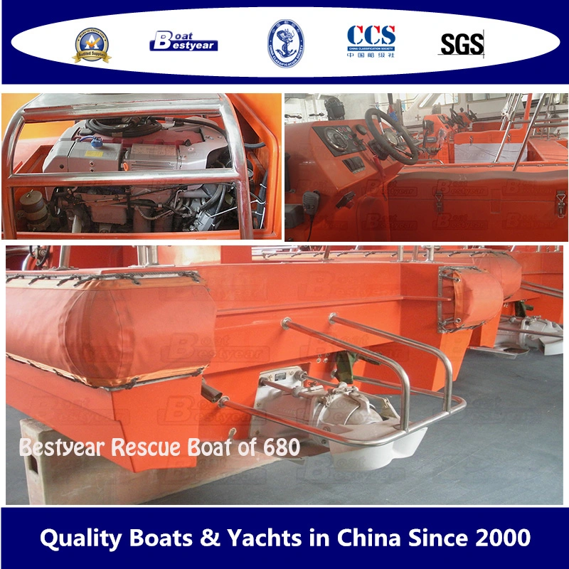 Bestyear 6.8m Fiberglass Rescue Boat Inboard Engine with Waterjet Verison